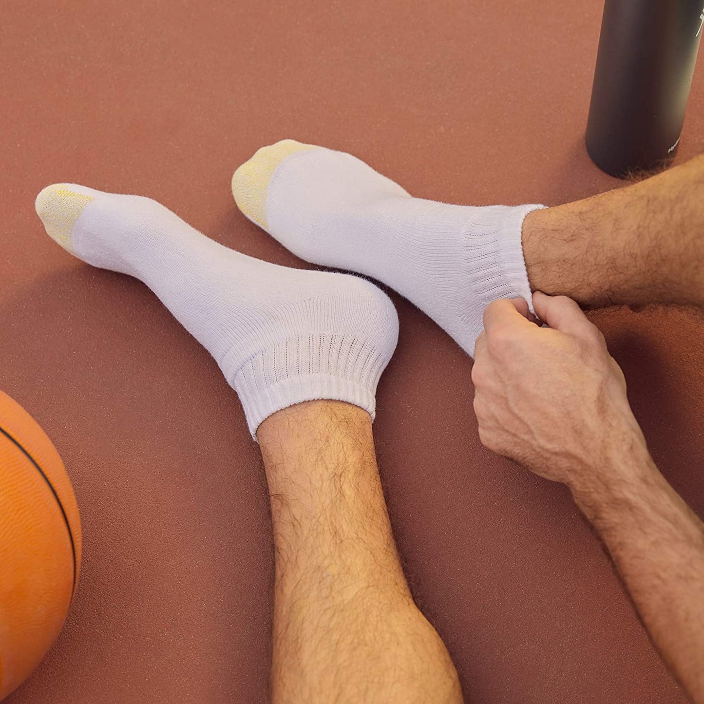 Men'S 656P Cotton Ankle Athletic Socks, Multipairs, Black & White (6-Pairs), X-Large