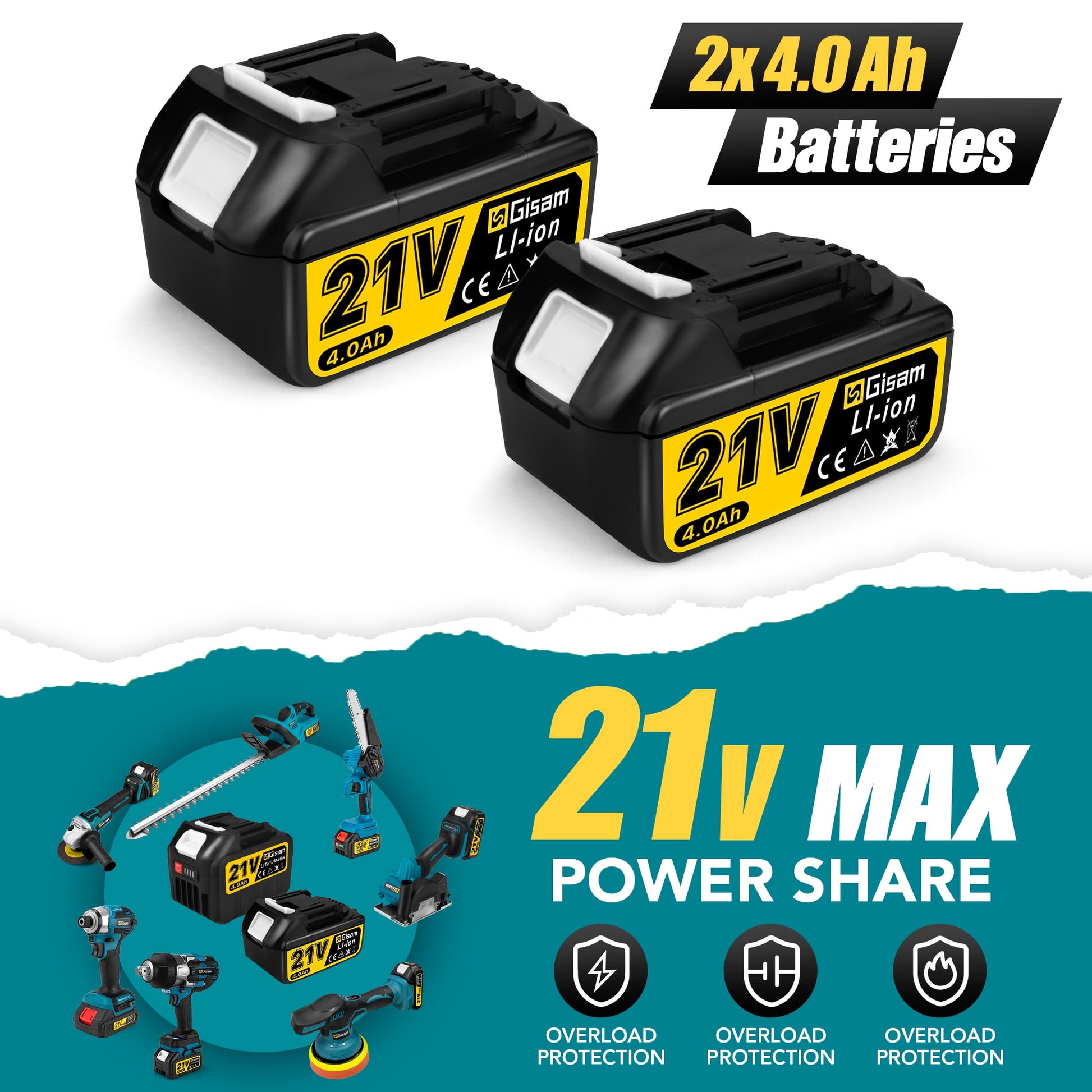 Cordless Angle Grinder Kit 21V 5 Inch(125Mm),10000Rpm Brushless Motor, with 2X 4.0Ah Battery & 6X Cutting Grinding Wheels