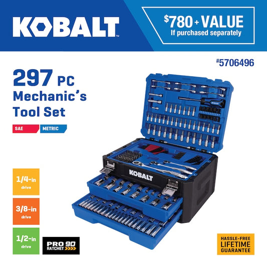 297 -Piece Standard (SAE) and Metric Mechanics Tool Set with Hard Case