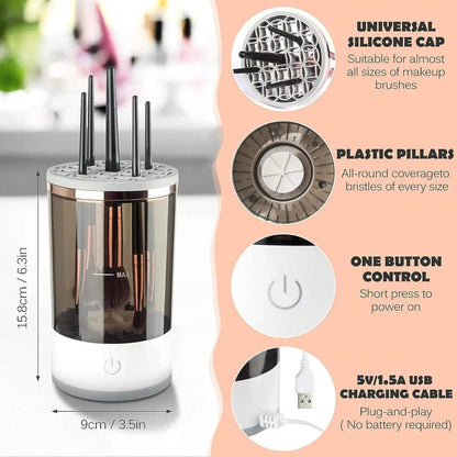  Electric Makeup Brush Cleaner with Drying Rack Portable Cosmetic Tool