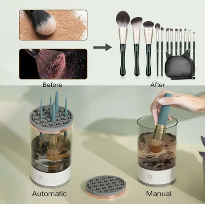  Electric Makeup Brush Cleaner with Drying Rack Portable Cosmetic Tool
