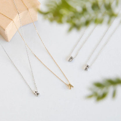 New Arrival Fashion Tiny Initial Necklace Gold Silver Color Cut Letters Single Name Choker for Women Pendant