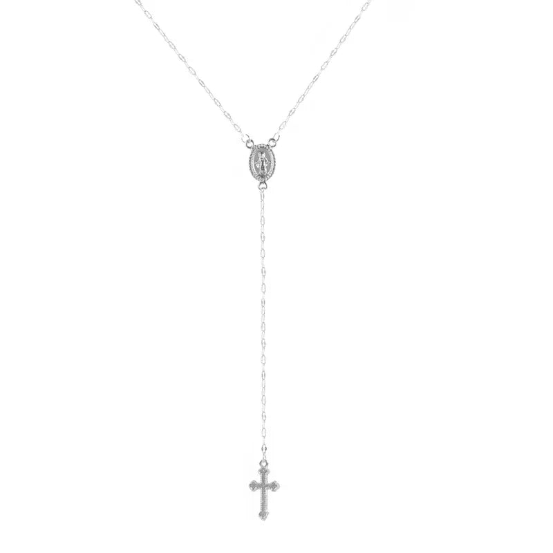  Christian Cross Bohemia Religious Rosary Pendant Necklace for Women Charm Jewelry Gifts