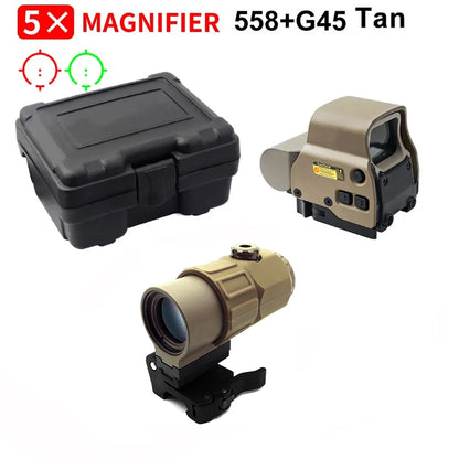 Holographic Collimator Sight 558+G33/G45 Red Dot Optic Sight Tactical Hunting Gear W/20Mm Rail Mounts&Quick Detach Lever