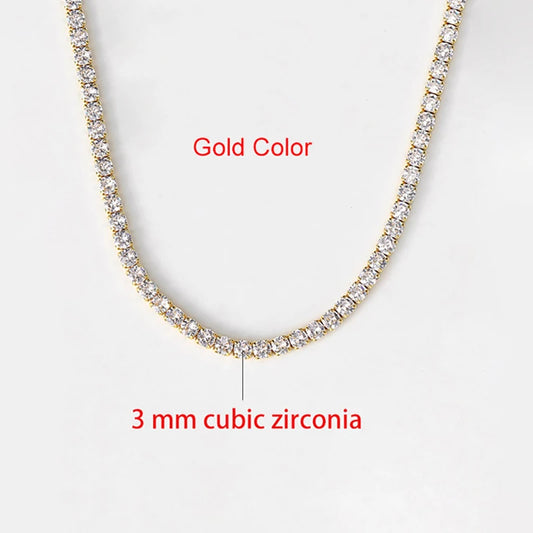 Tennis Chain Necklace for Men Women Luxury Cubic Zircon Crystal Short Rock Neck Accessories Jewelry OHN016