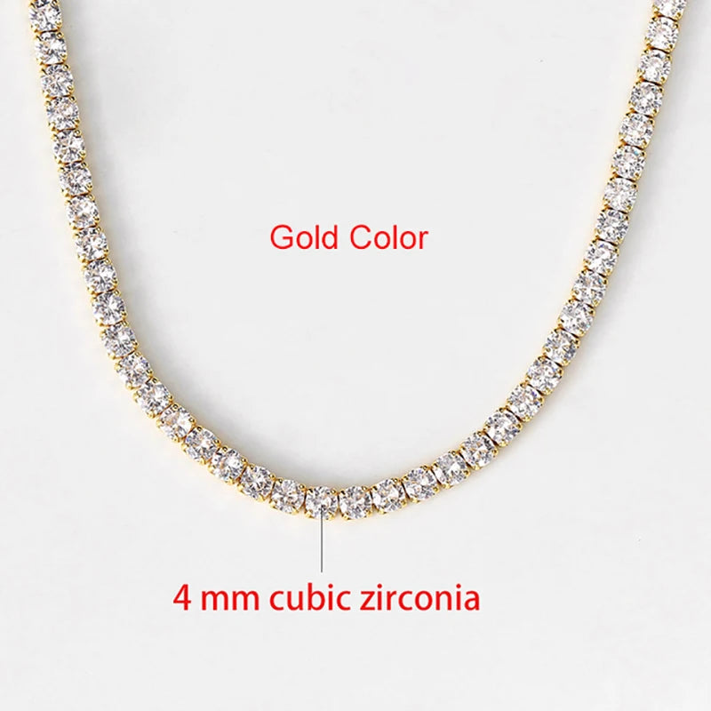 Tennis Chain Necklace for Men Women Luxury Cubic Zircon Crystal Short Rock Neck Accessories Jewelry OHN016