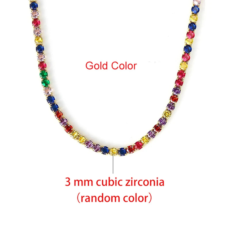 Tennis Chain Necklace for Men Women Luxury Cubic Zircon Crystal Short Rock Neck Accessories Jewelry OHN016
