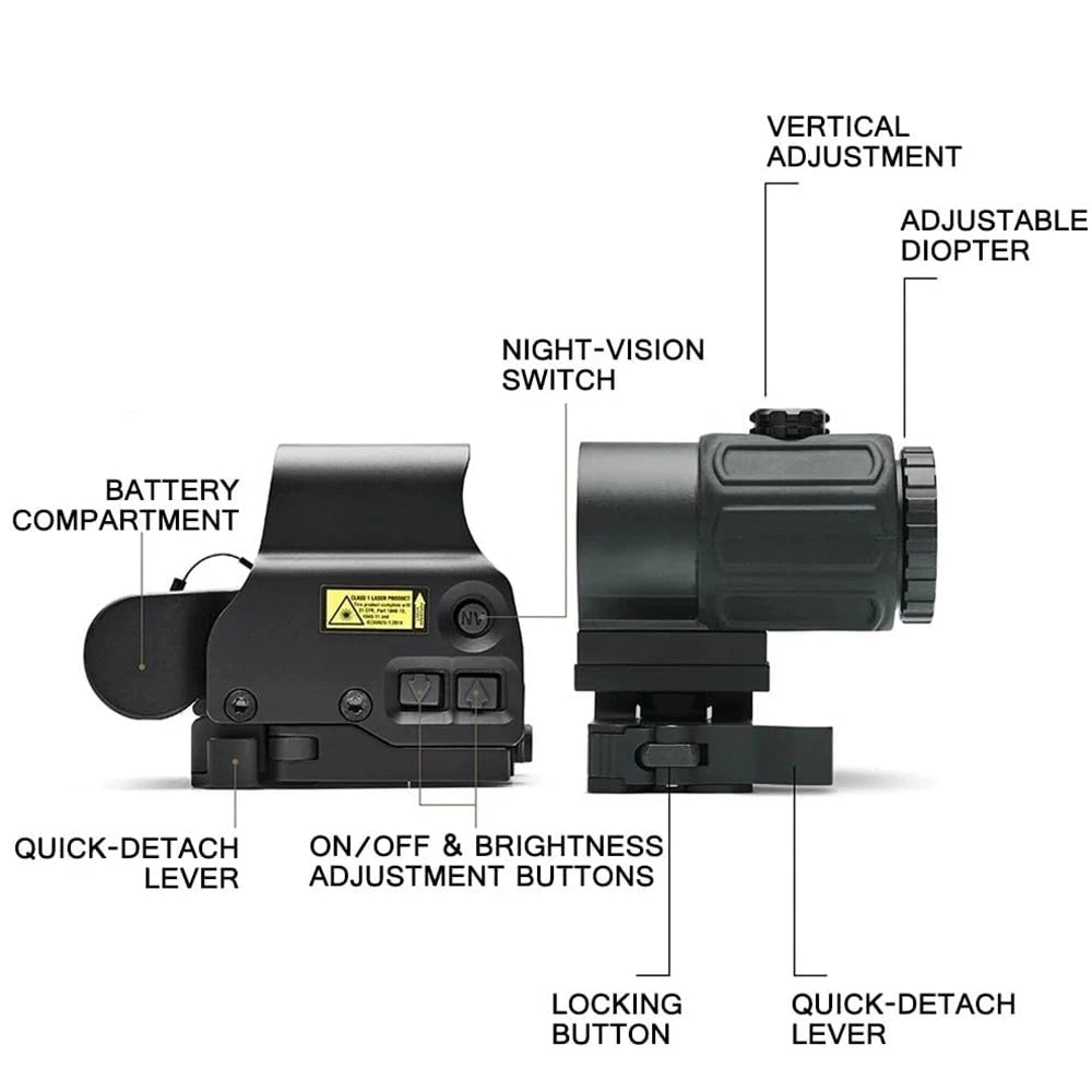 Holographic Collimator Sight 558+G33/G45 Red Dot Optic Sight Tactical Hunting Gear W/20Mm Rail Mounts&Quick Detach Lever