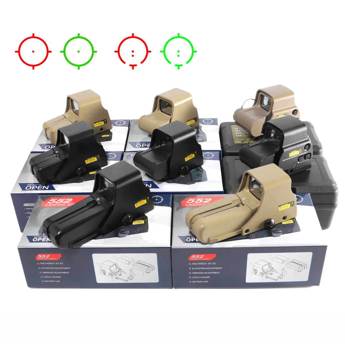 Red Green Dot Holographic Sight Scope Hunting Reflex Sight Riflescope 20Mm Mount Airsoft Gun