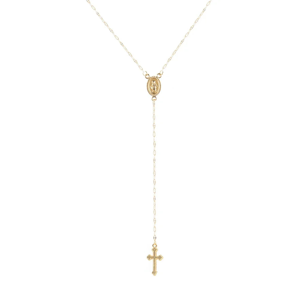  Christian Cross Bohemia Religious Rosary Pendant Necklace for Women Charm Jewelry Gifts