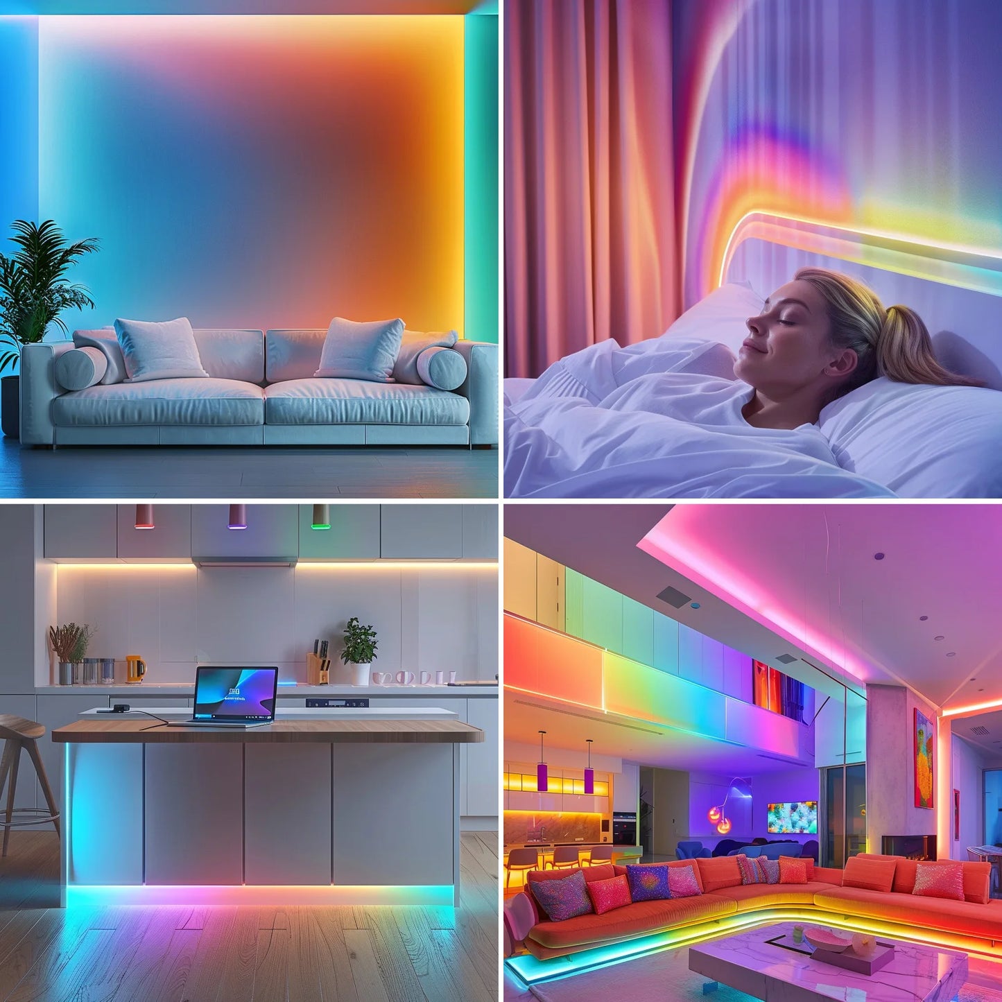 Smart LED Light Strip , Bedroom Color-Changing RGB Light Built-In Microphone Can Rhythm with Music