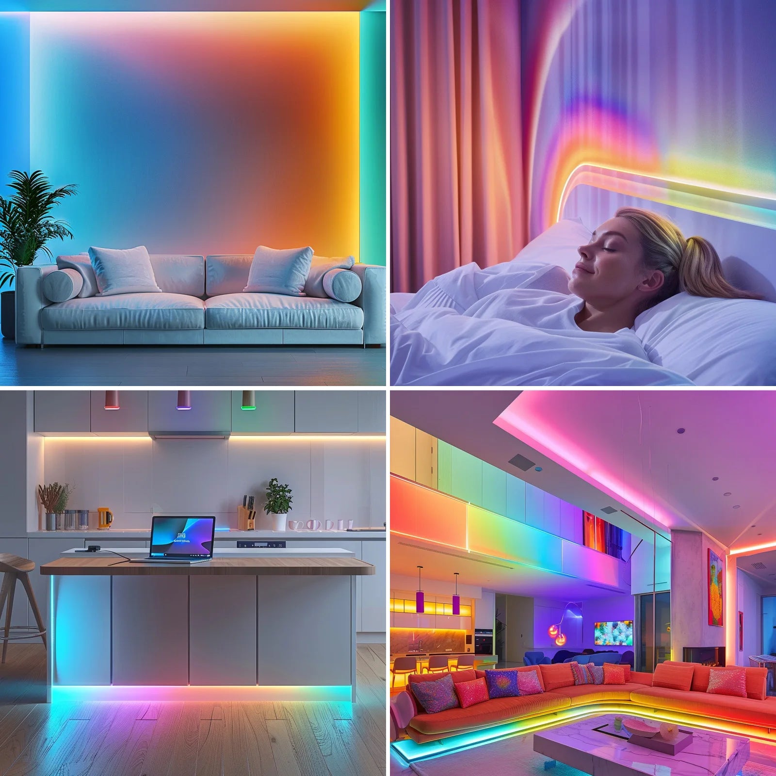 Smart LED Light Strip , Bedroom Color-Changing RGB Light Built-In Microphone Can Rhythm with Music