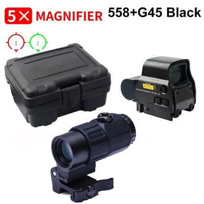 Holographic Collimator Sight 558+G33/G45 Red Dot Optic Sight Tactical Hunting Gear W/20Mm Rail Mounts&Quick Detach Lever