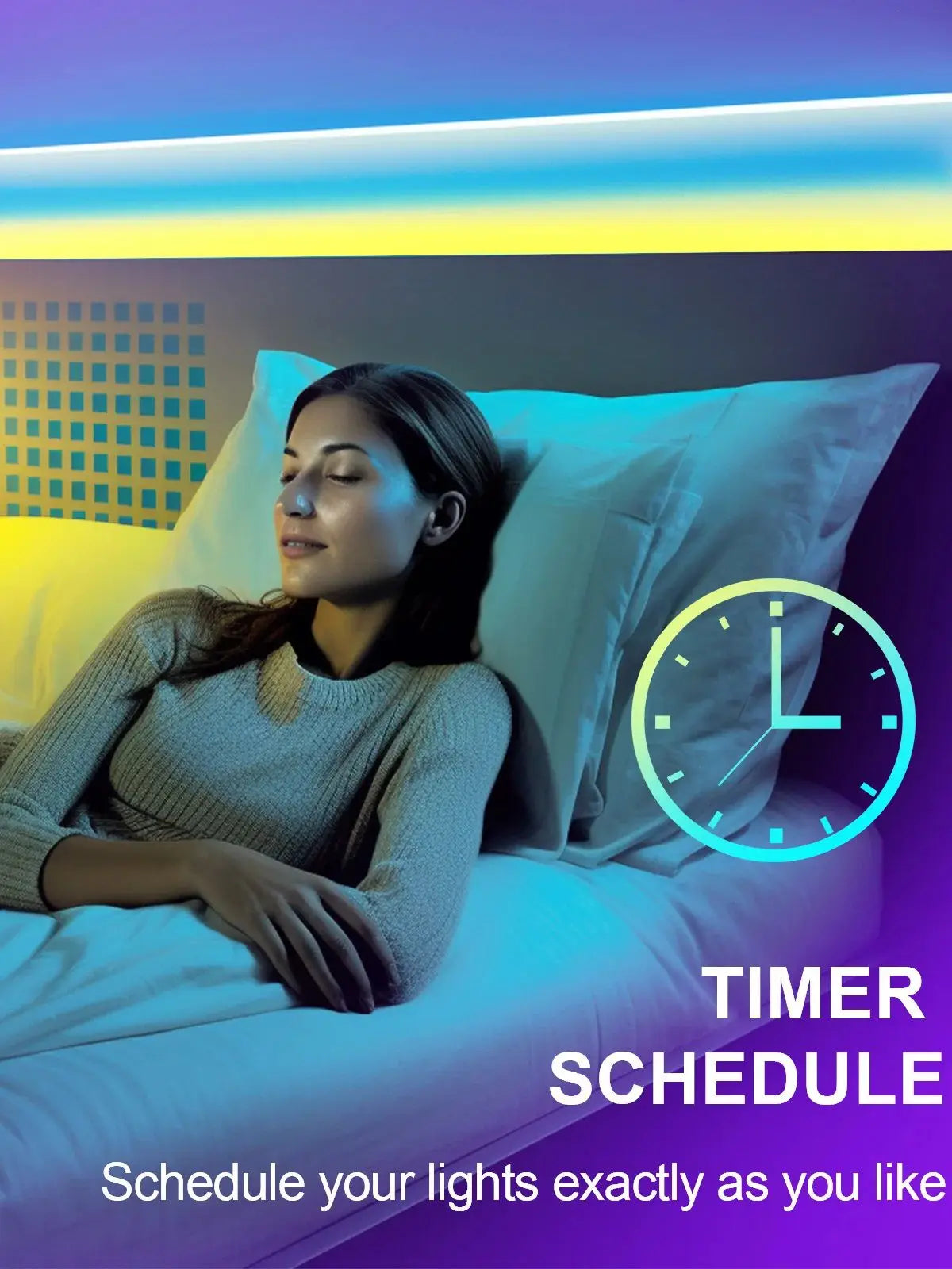 Smart LED Light Strip , Bedroom Color-Changing RGB Light Built-In Microphone Can Rhythm with Music