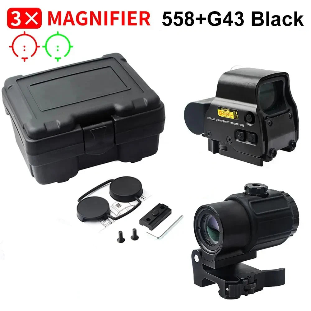 Holographic Collimator Sight 558+G33/G45 Red Dot Optic Sight Tactical Hunting Gear W/20Mm Rail Mounts&Quick Detach Lever