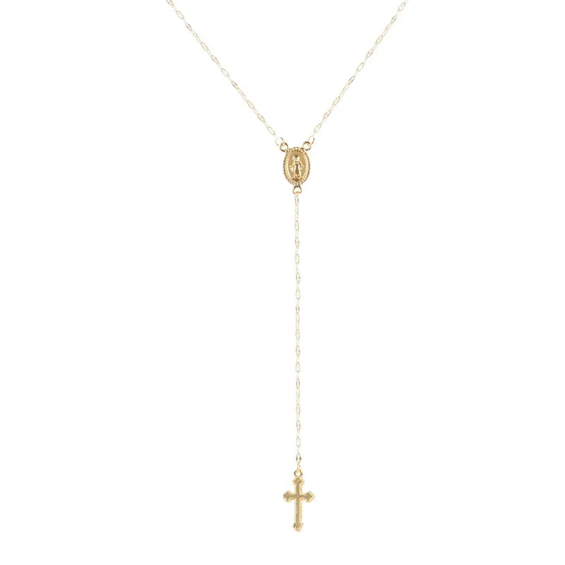  Christian Cross Bohemia Religious Rosary Pendant Necklace for Women Charm Jewelry Gifts