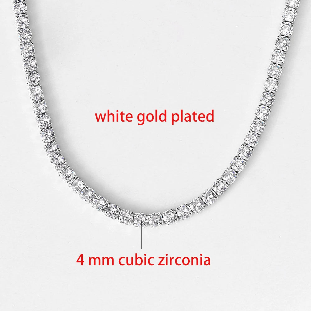 Tennis Chain Necklace for Men Women Luxury Cubic Zircon Crystal Short Rock Neck Accessories Jewelry OHN016