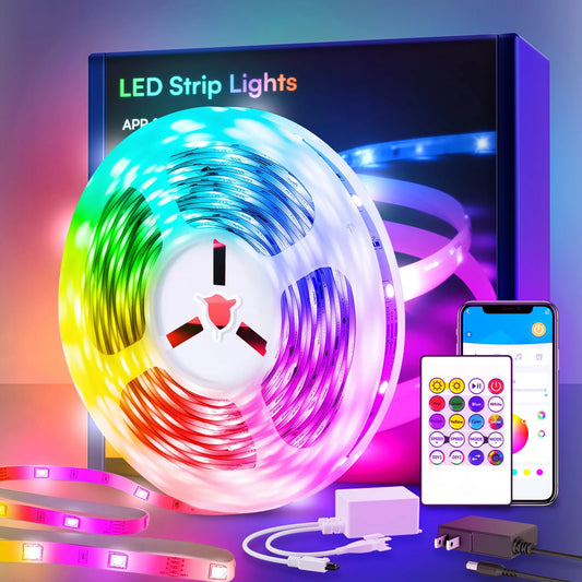 Smart LED Light Strip , Bedroom Color-Changing RGB Light Built-In Microphone Can Rhythm with Music