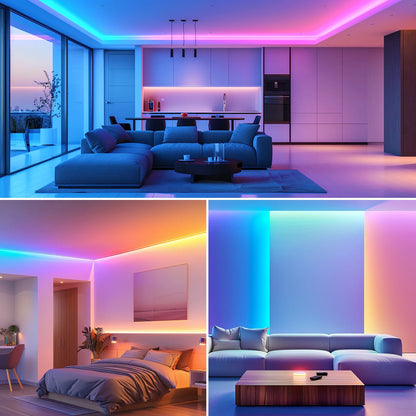 Smart LED Light Strip , Bedroom Color-Changing RGB Light Built-In Microphone Can Rhythm with Music