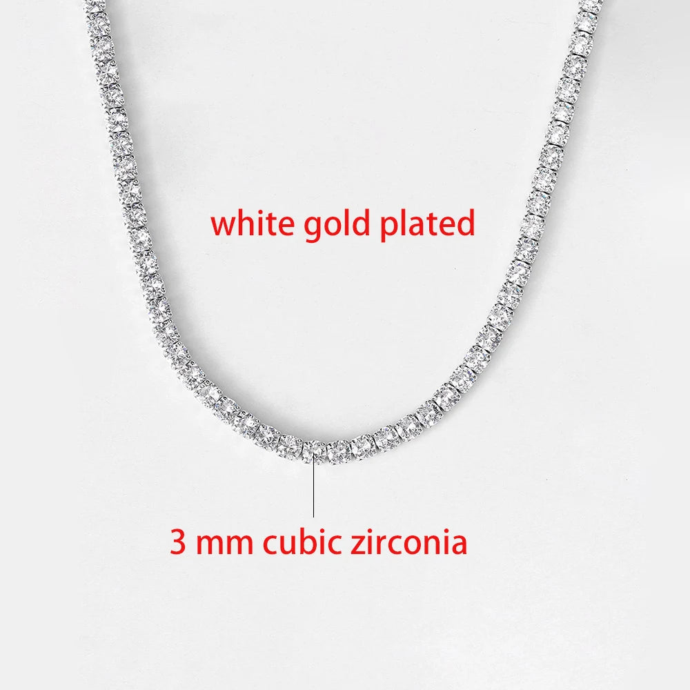 Tennis Chain Necklace for Men Women Luxury Cubic Zircon Crystal Short Rock Neck Accessories Jewelry OHN016