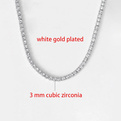 Tennis Chain Necklace for Men Women Luxury Cubic Zircon Crystal Short Rock Neck Accessories Jewelry OHN016