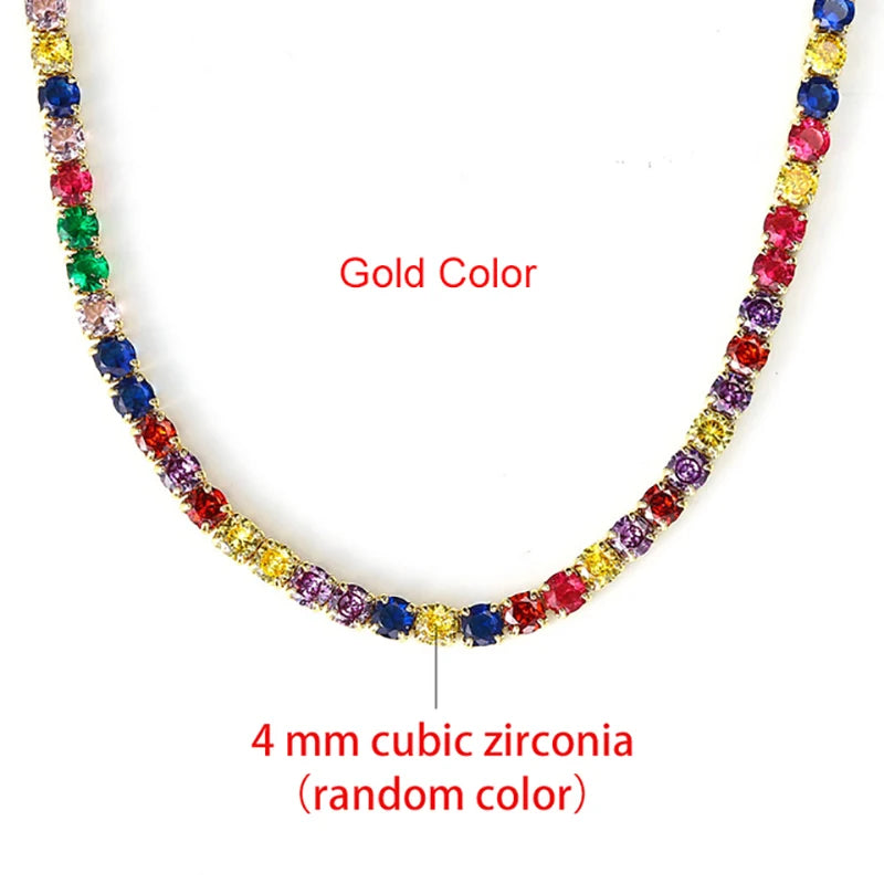 Tennis Chain Necklace for Men Women Luxury Cubic Zircon Crystal Short Rock Neck Accessories Jewelry OHN016