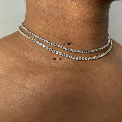 Tennis Chain Necklace for Men Women Luxury Cubic Zircon Crystal Short Rock Neck Accessories Jewelry OHN016