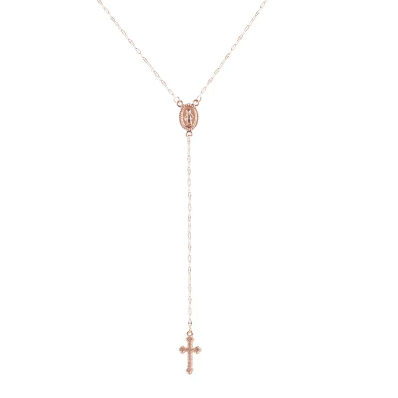  Christian Cross Bohemia Religious Rosary Pendant Necklace for Women Charm Jewelry Gifts