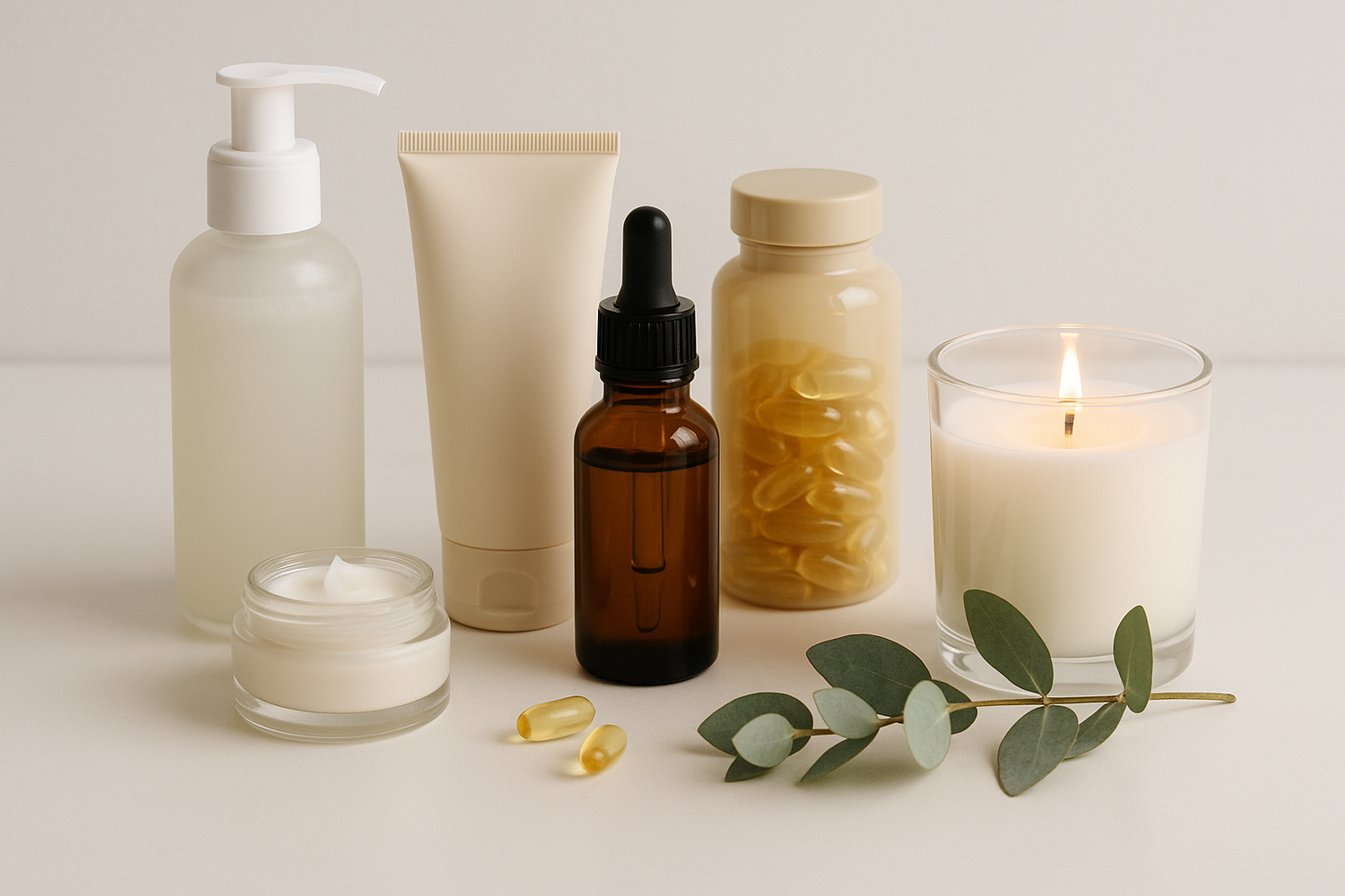 Beauty and health section with candles